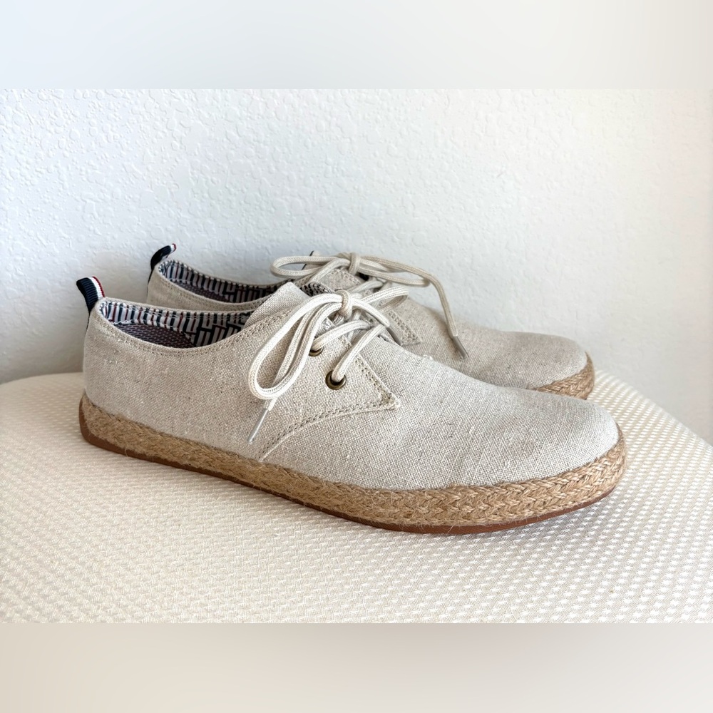Ben Sherman Beige Canvas Jute-Trim Boat Shoes